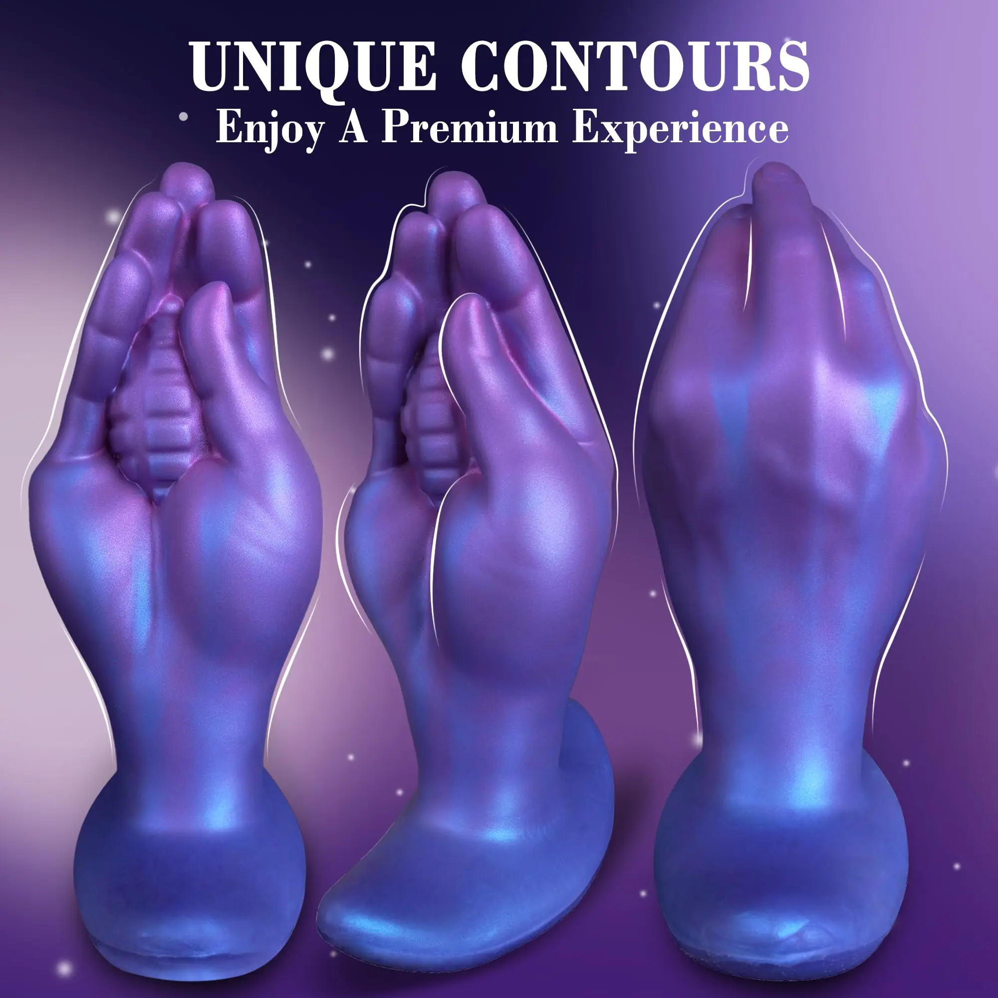 Gode réaliste en silicone forme de main – Grande taille, 100% étanche, violet