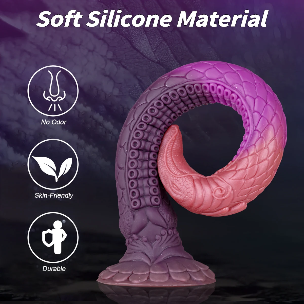 Gode Alien Monster en Silicone avec Ventouse – Lumineux, Étanche 100%, Taille S/L