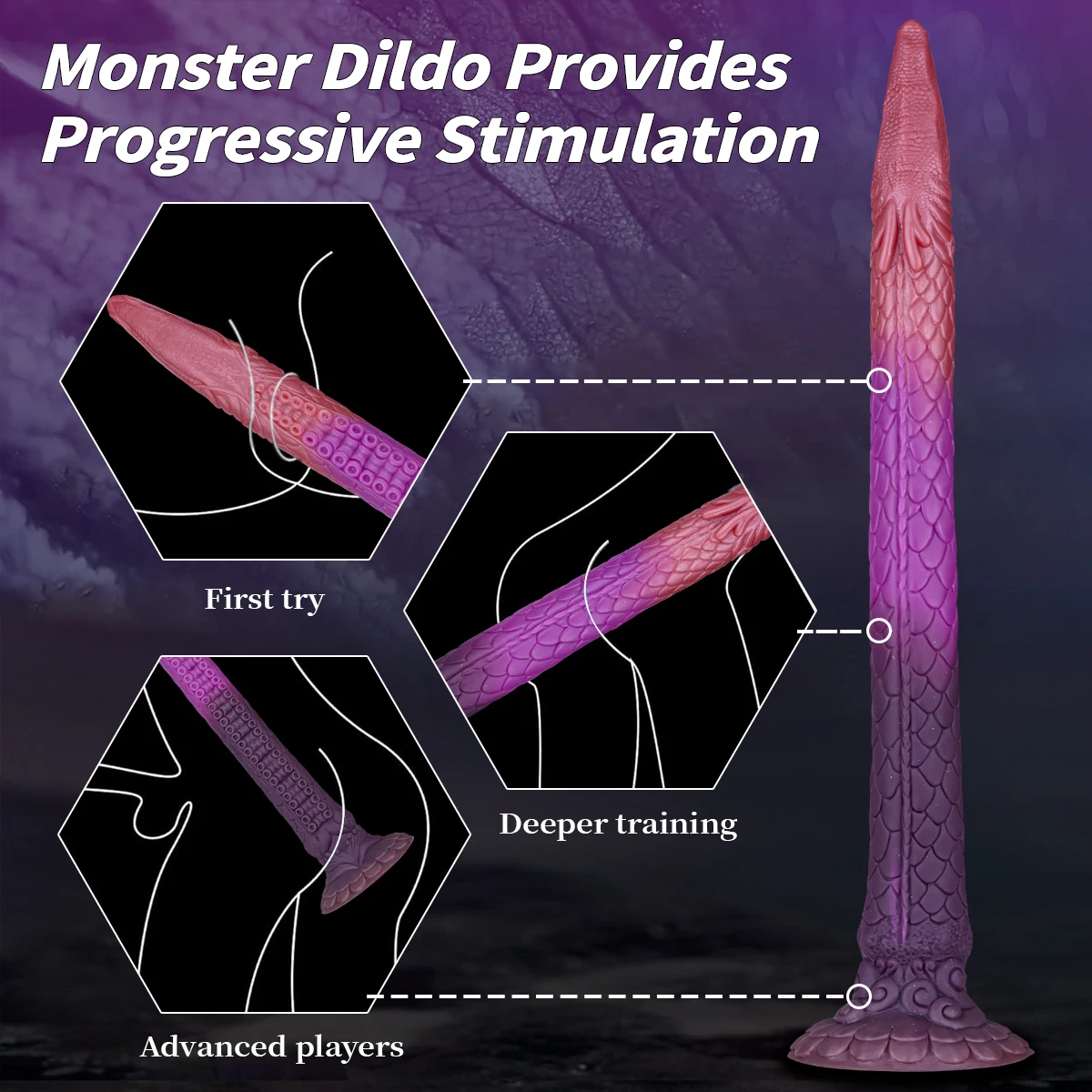 Gode Alien Monster en Silicone avec Ventouse – Lumineux, Étanche 100%, Taille S/L