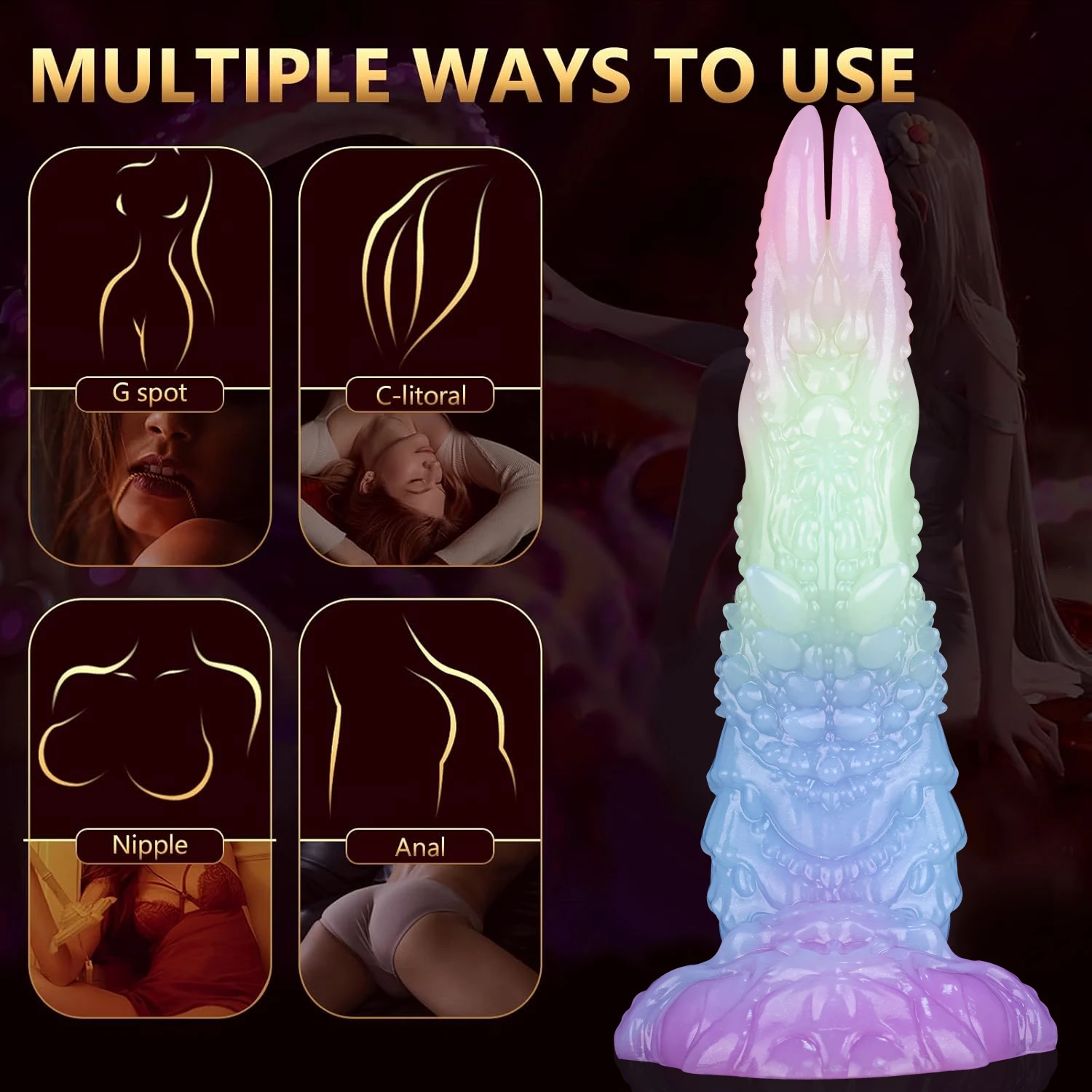 Gode Double Tête Lumineux Extraterrestre en Silicone – Dragon Anal Flexible Adulte