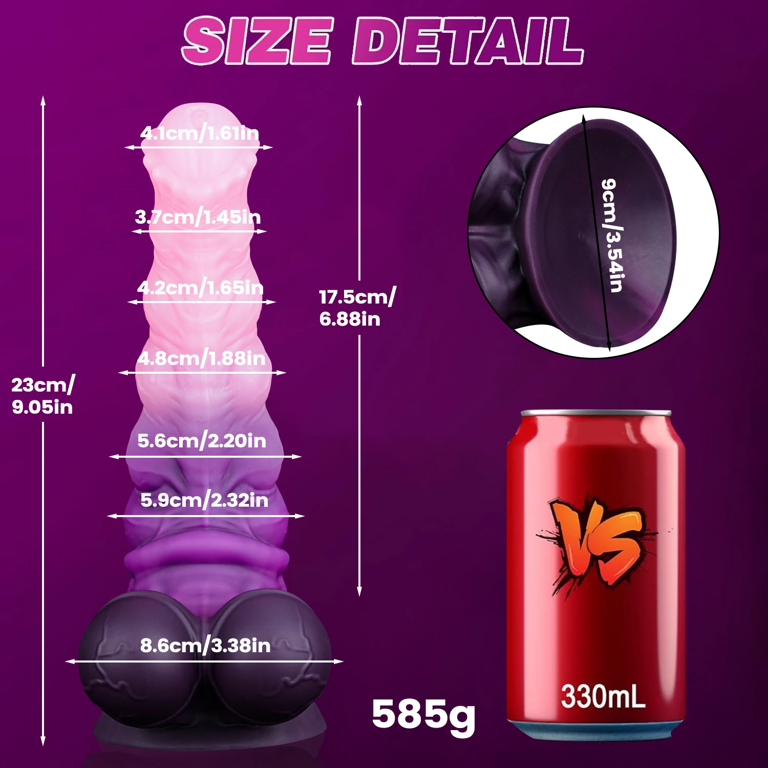 Gode réaliste en silicone liquide souple ventouse – Forme animale XXL étanche 23cm