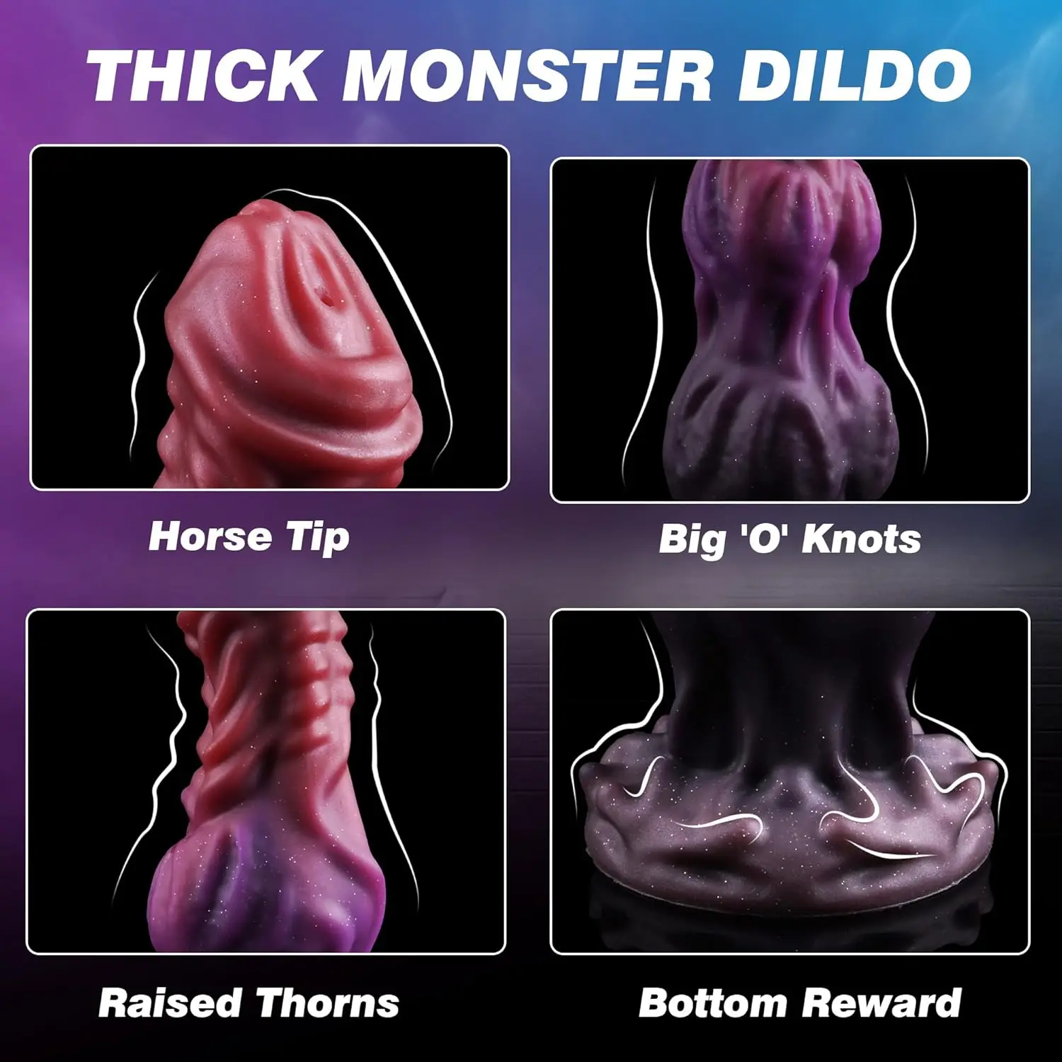 Gode Dragon Monster PVC Souple - Ventouse & Pulvérisation d'Eau - 100% Étanche S/M/L