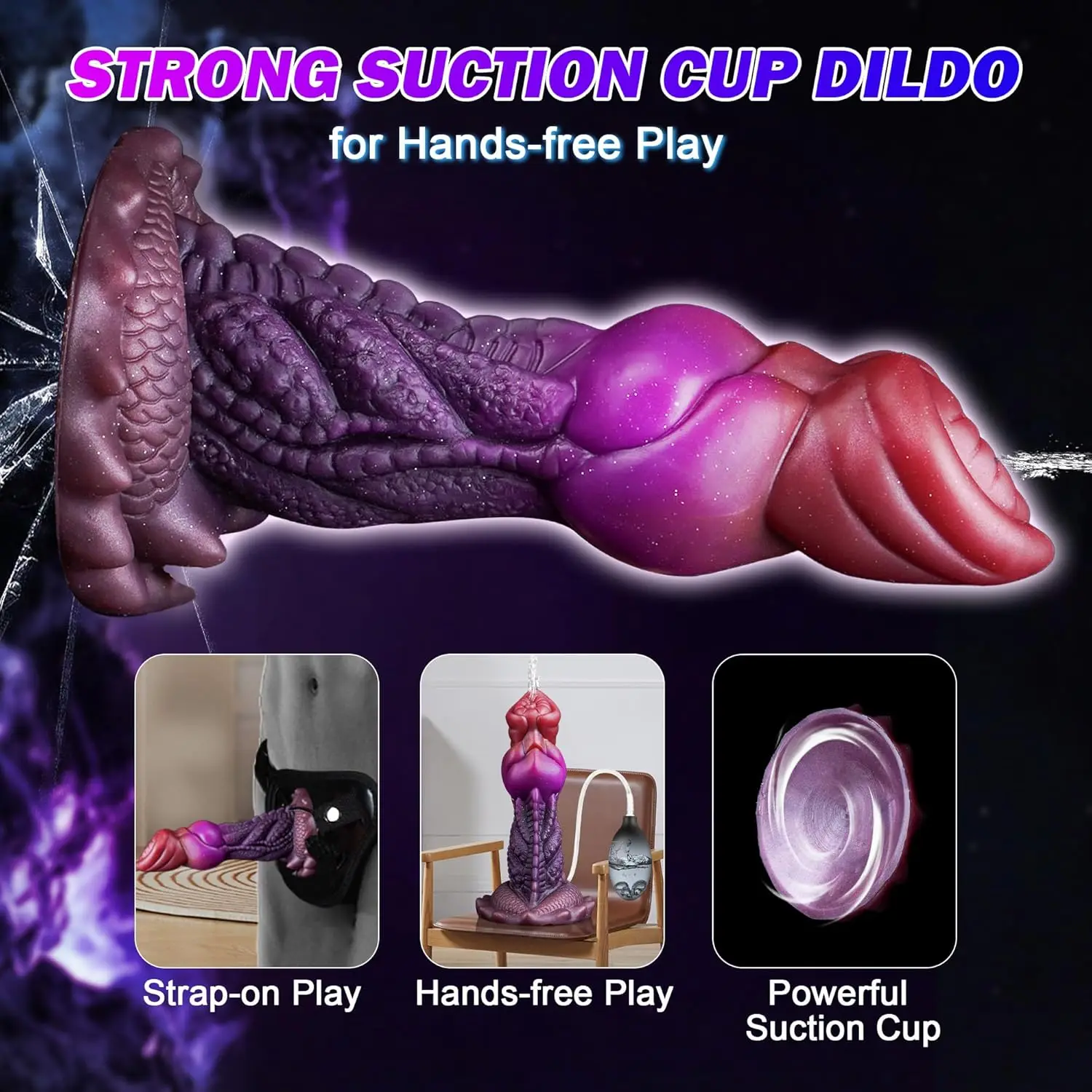 Gode Dragon Silicone – Ventouse, Éjaculation & Pulvérisation | Nœud Fantaisie Alien