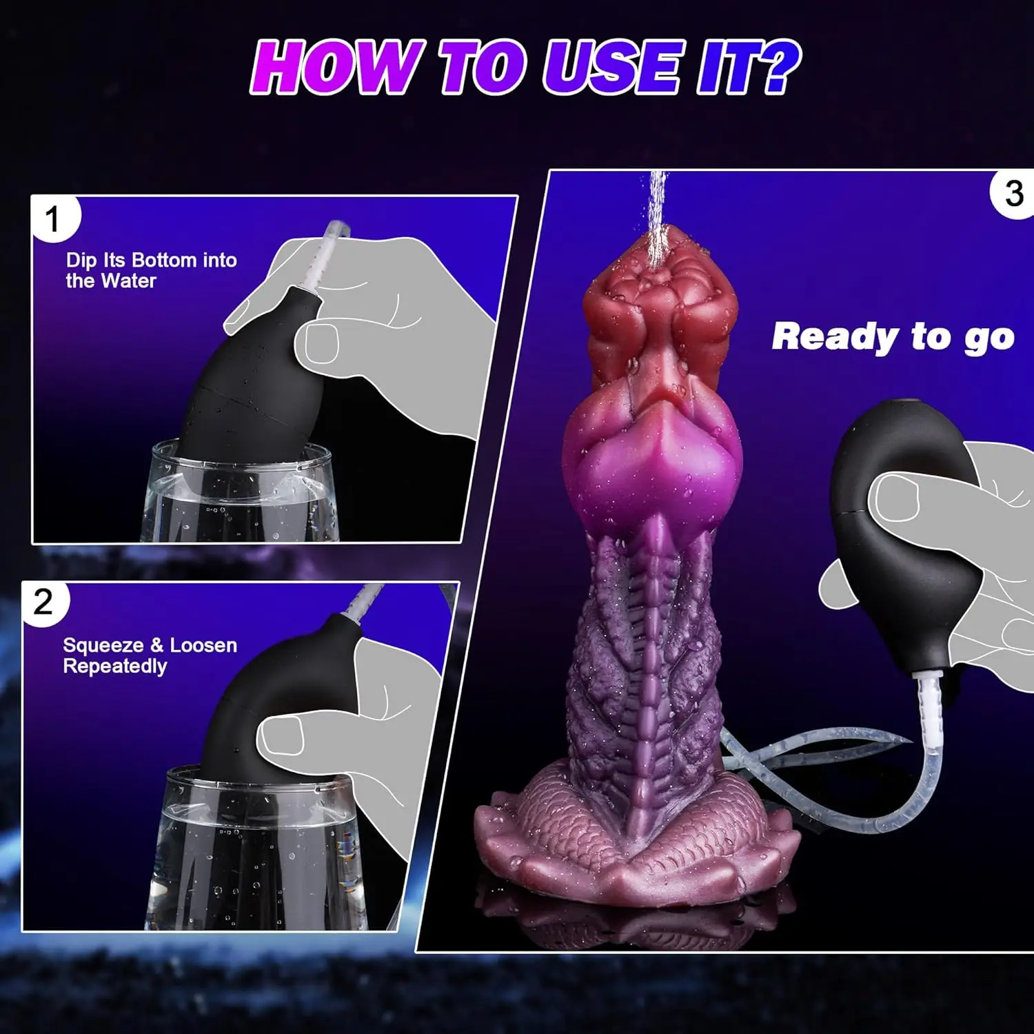 Gode Dragon Silicone – Ventouse, Éjaculation & Pulvérisation | Nœud Fantaisie Alien