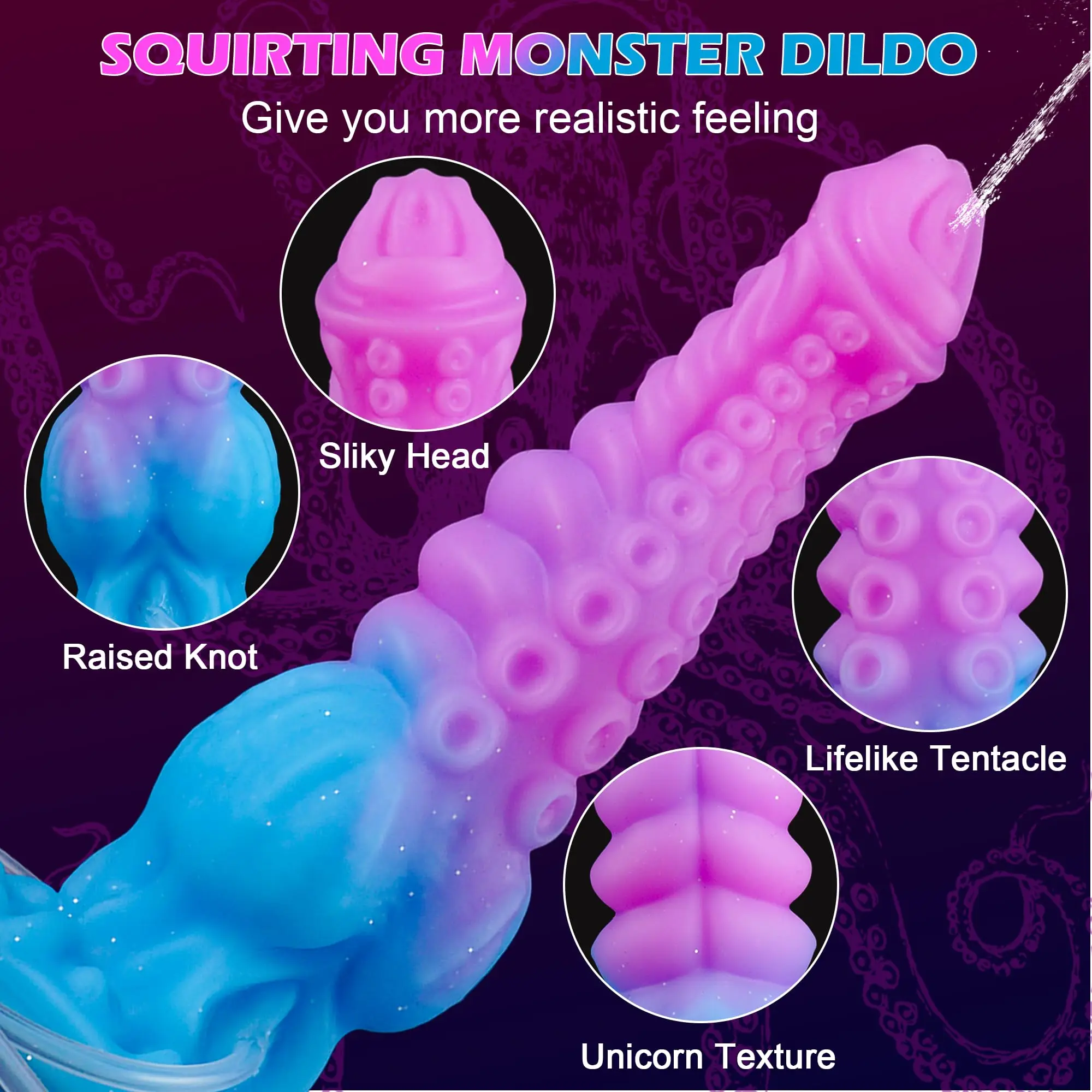 Gode Dragon Monstre Éjaculant en Silicone Doux – Jouet Adulte Étanche avec Pulvérisation