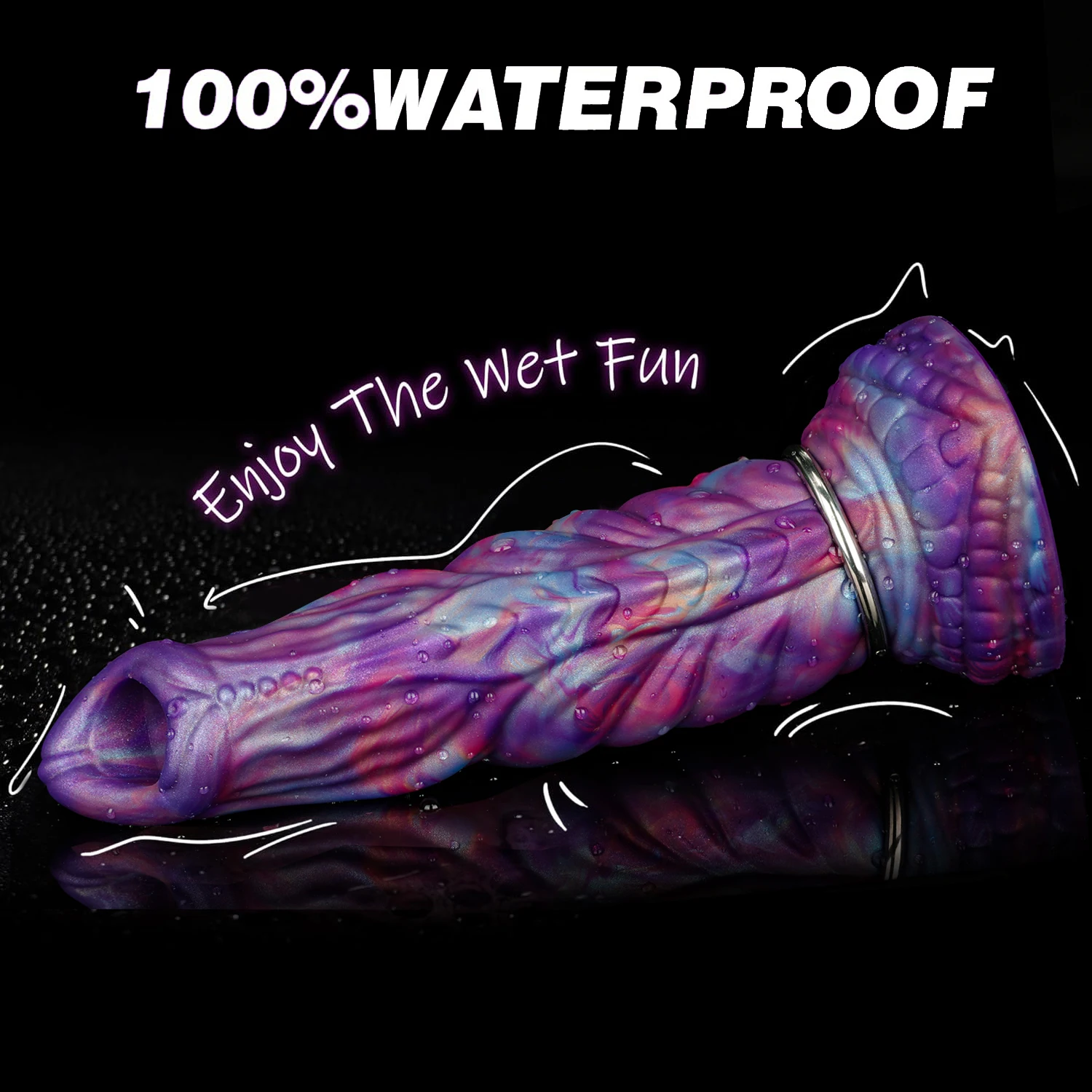 Gode Monster Ovipositor avec 4 Œufs – Silicone, Ventouse, Étanche 100%, Violet
