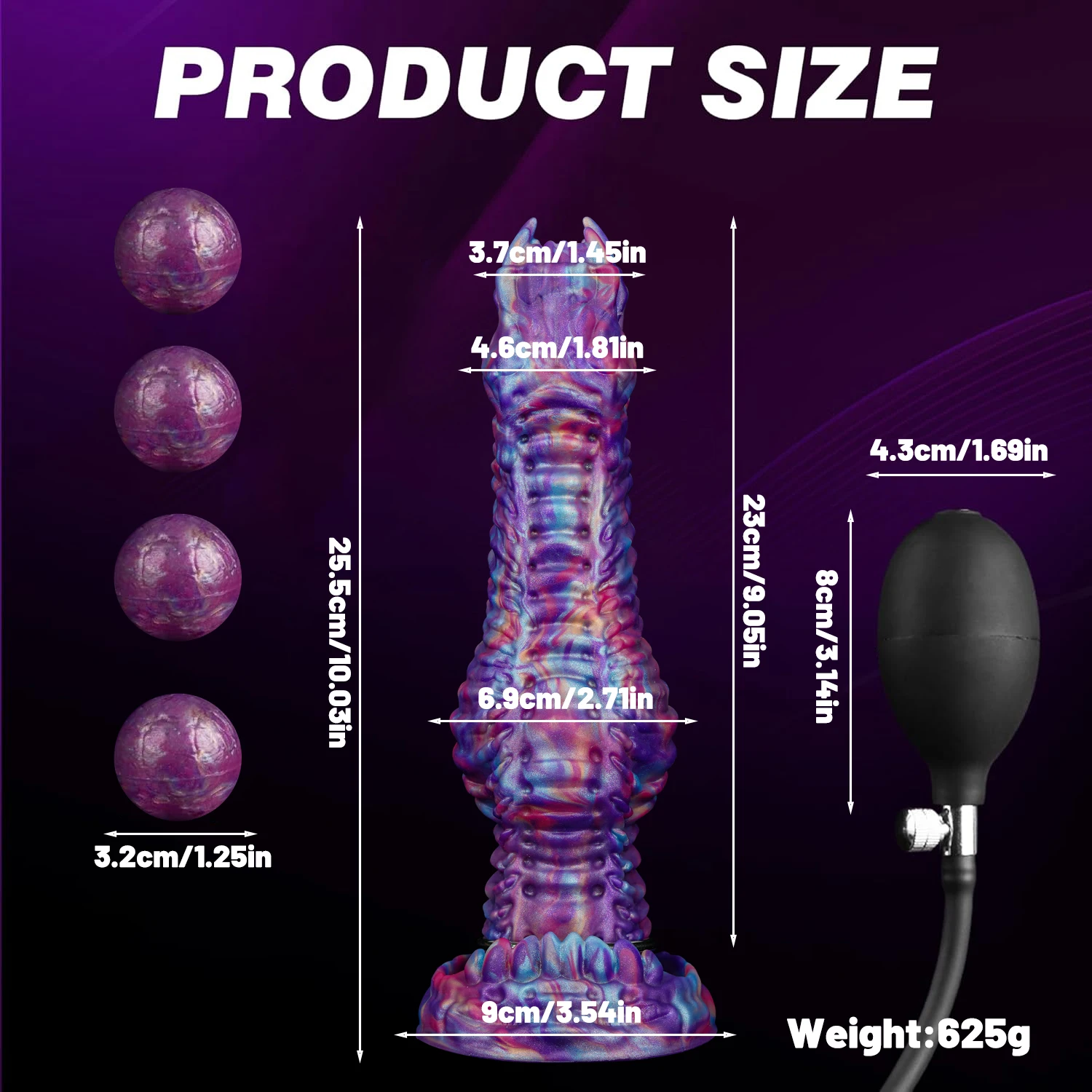Gode Ovipositor Monster avec 4 Œufs – Silicone Souple, Gonflable, 100% Étanche