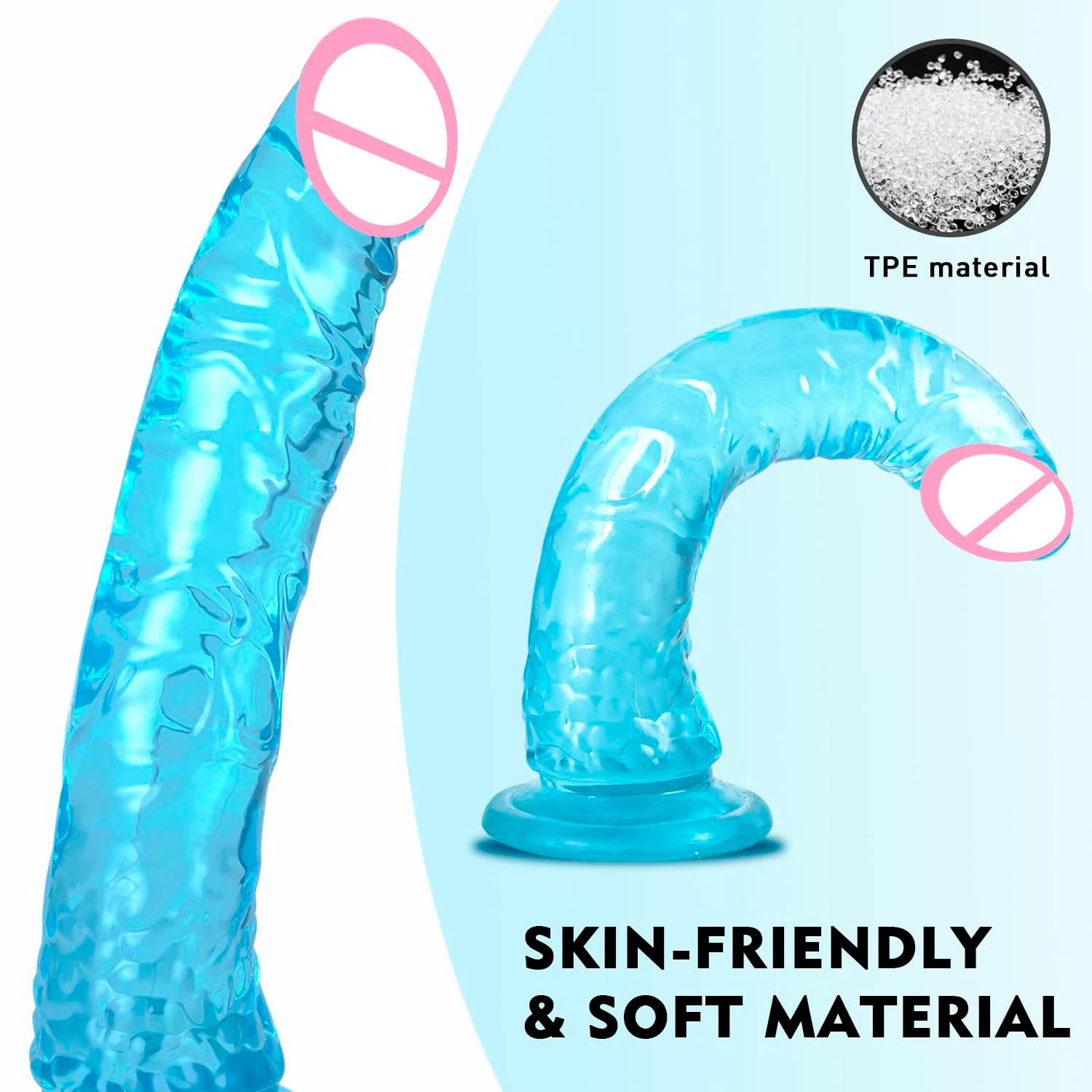 Gode en silicone réaliste Gelance – Bleu, ventouse puissante, étanche 100%, stimulation point G