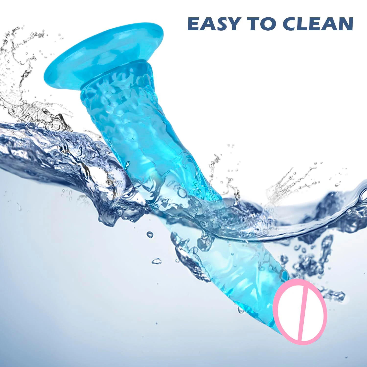 Gode en silicone réaliste Gelance – Bleu, ventouse puissante, étanche 100%, stimulation point G