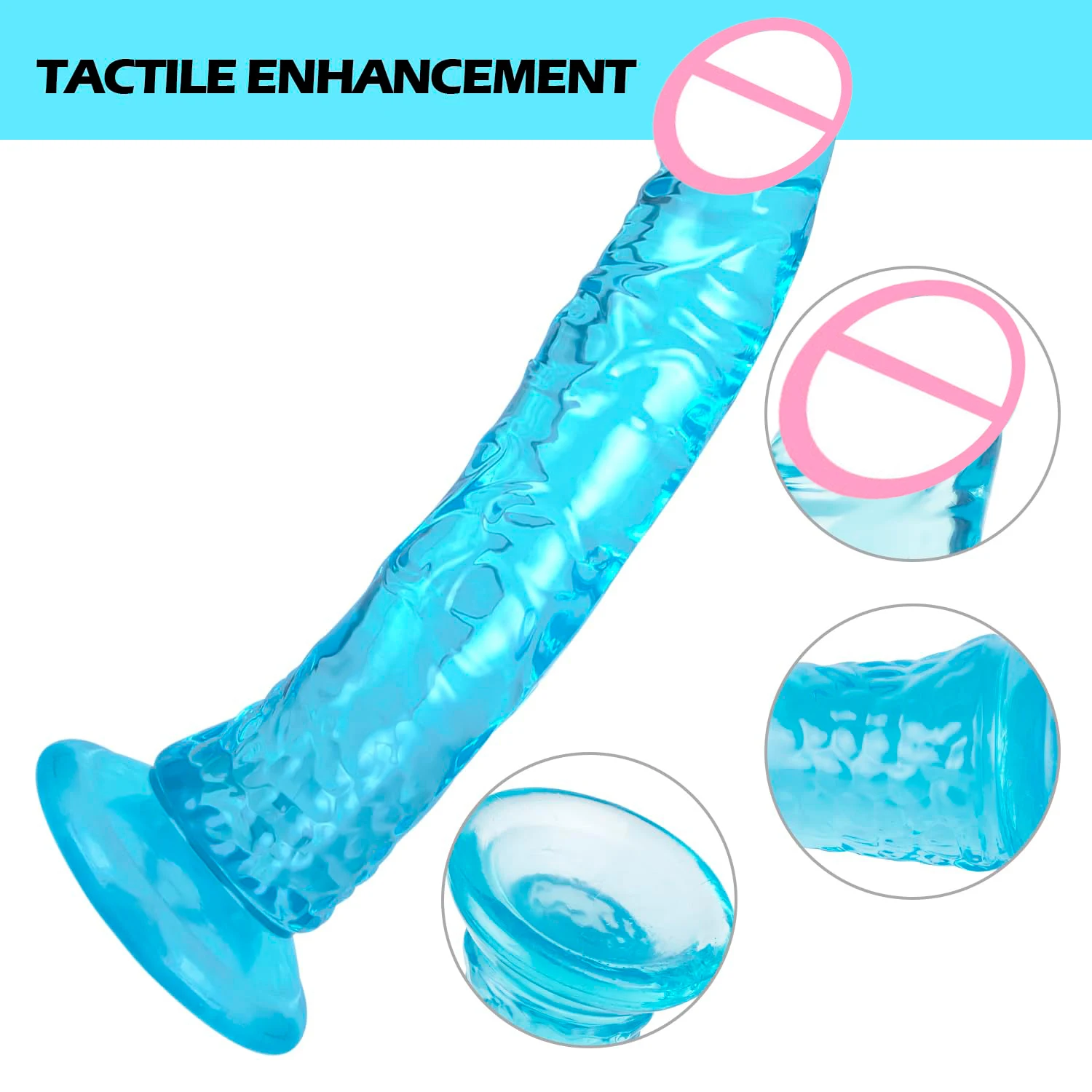 Gode en silicone réaliste Gelance – Bleu, ventouse puissante, étanche 100%, stimulation point G