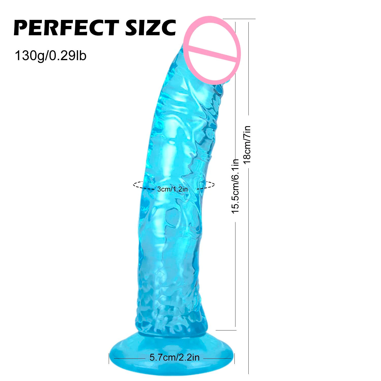 Gode en silicone réaliste Gelance – Bleu, ventouse puissante, étanche 100%, stimulation point G