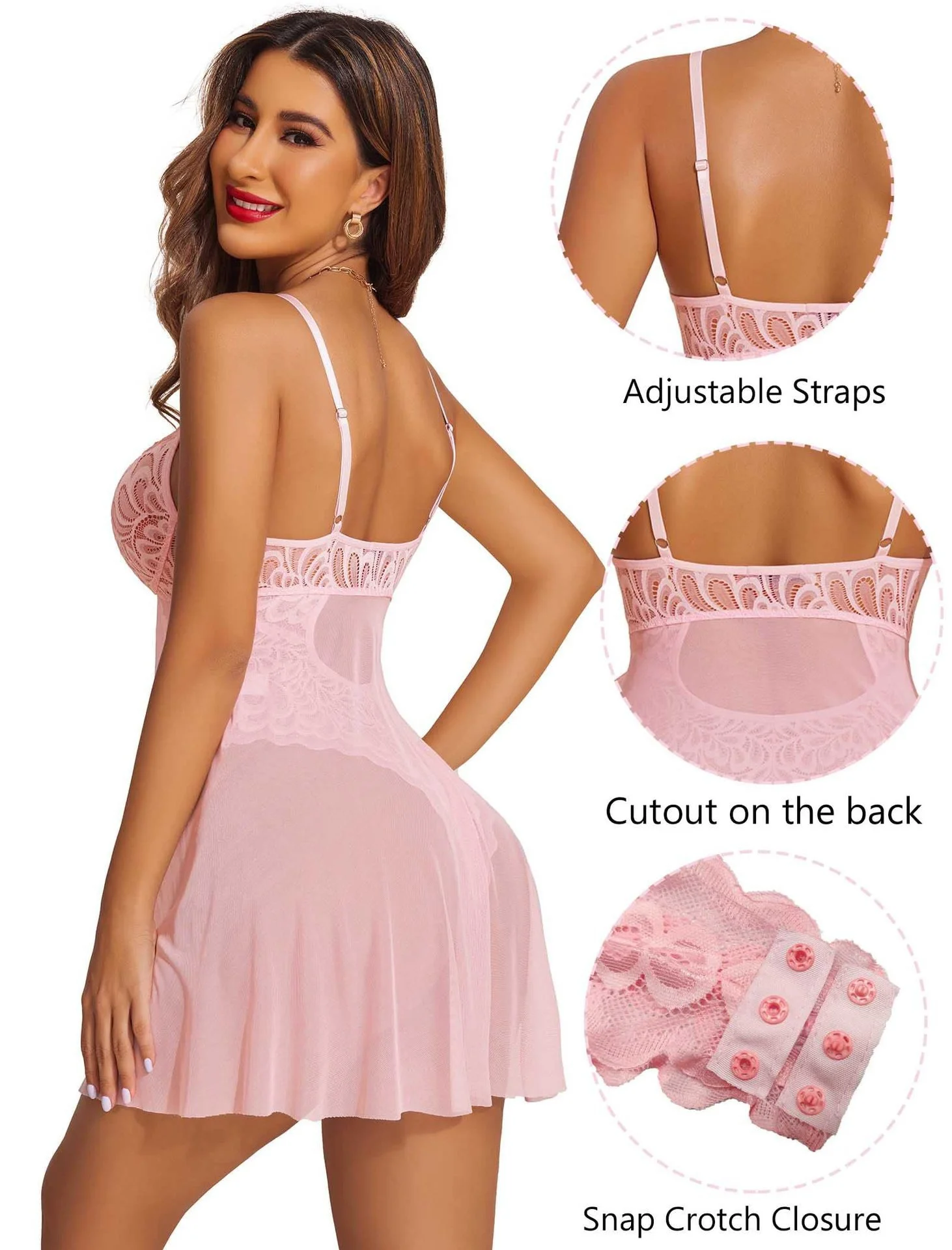 Lingerie Féminine Sexy 2 Pièces Satin & Dentelle Transparente – Tenue de Nuit Romantique