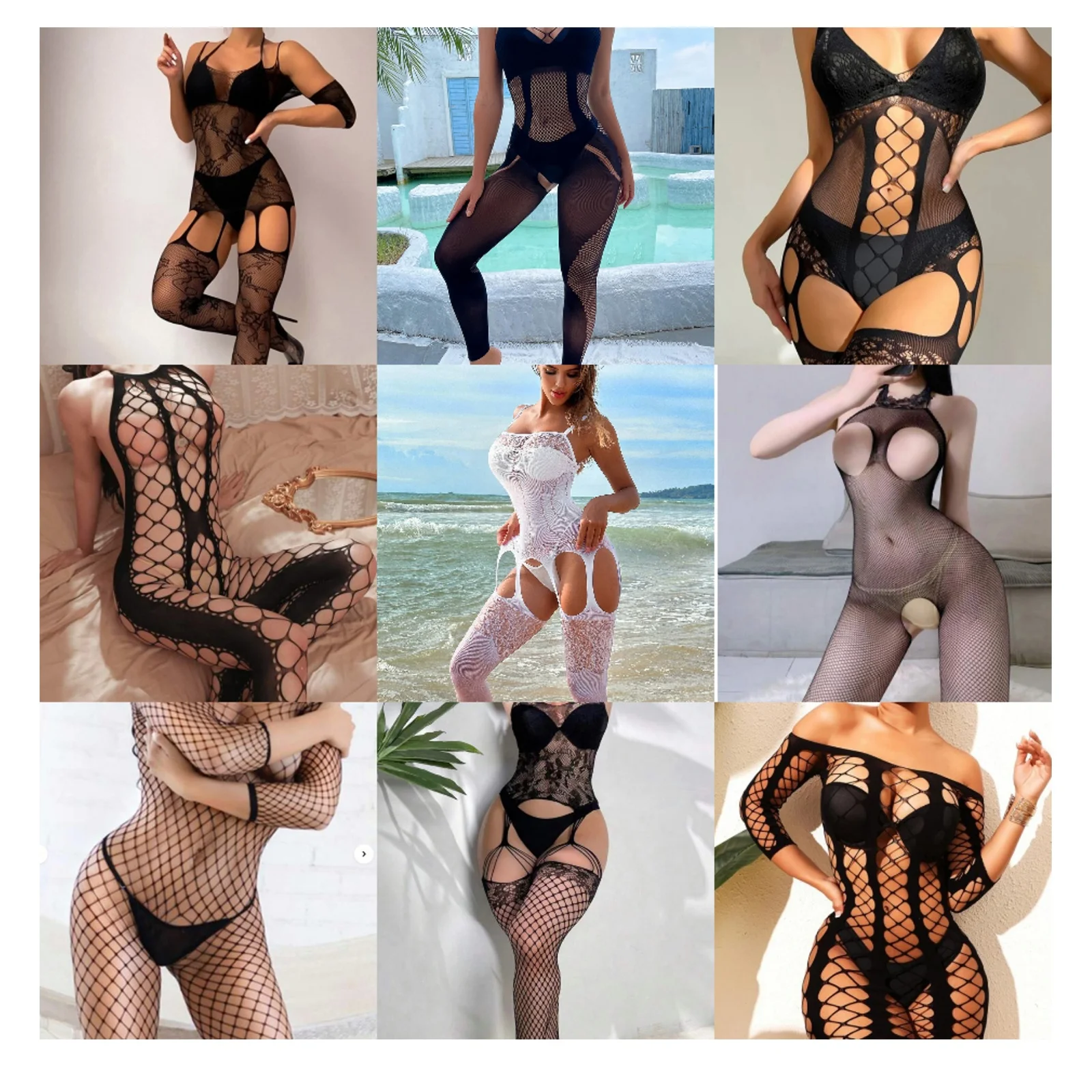 Body Lingerie Transparent Pailleté – Dentelle Sexy Grande Taille pour Femme