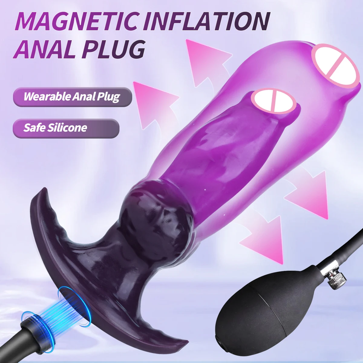Plug Anal Gonflable Silicone | Billes Rotatives & Charge Magnétique | 17cm
