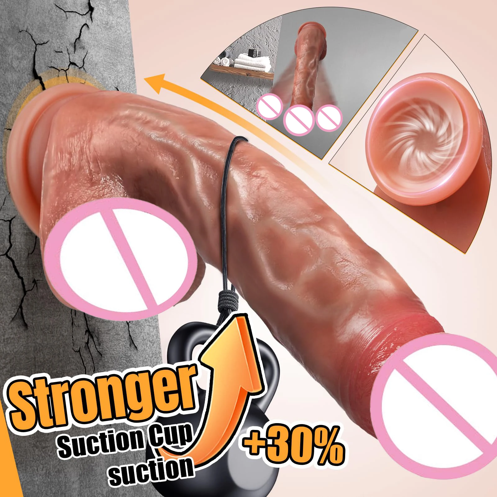 Gode Réaliste 20cm en Silicone avec Ventouse Puissante et Grosses Couilles