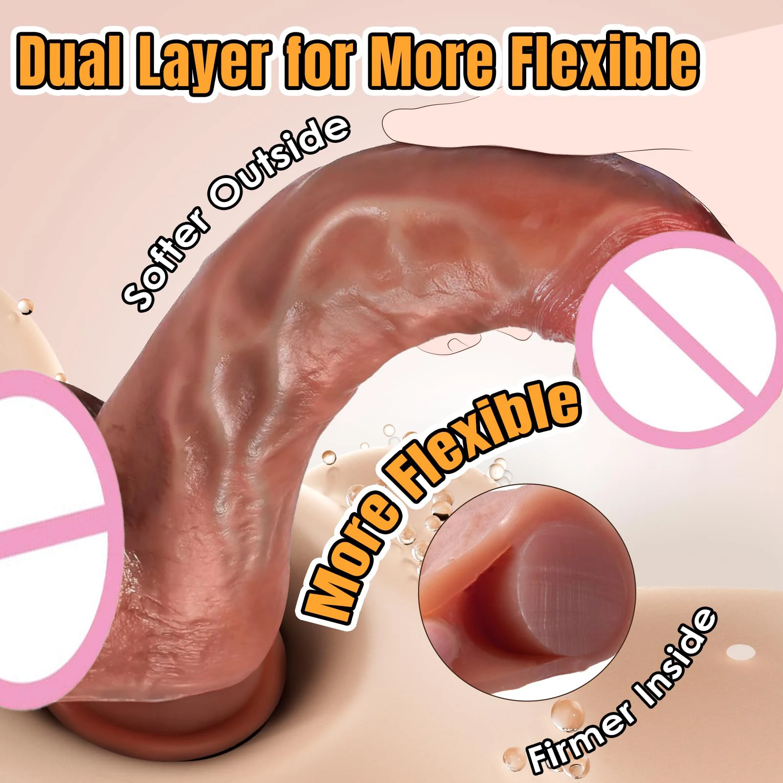 Gode Réaliste 20cm en Silicone avec Ventouse Puissante et Grosses Couilles