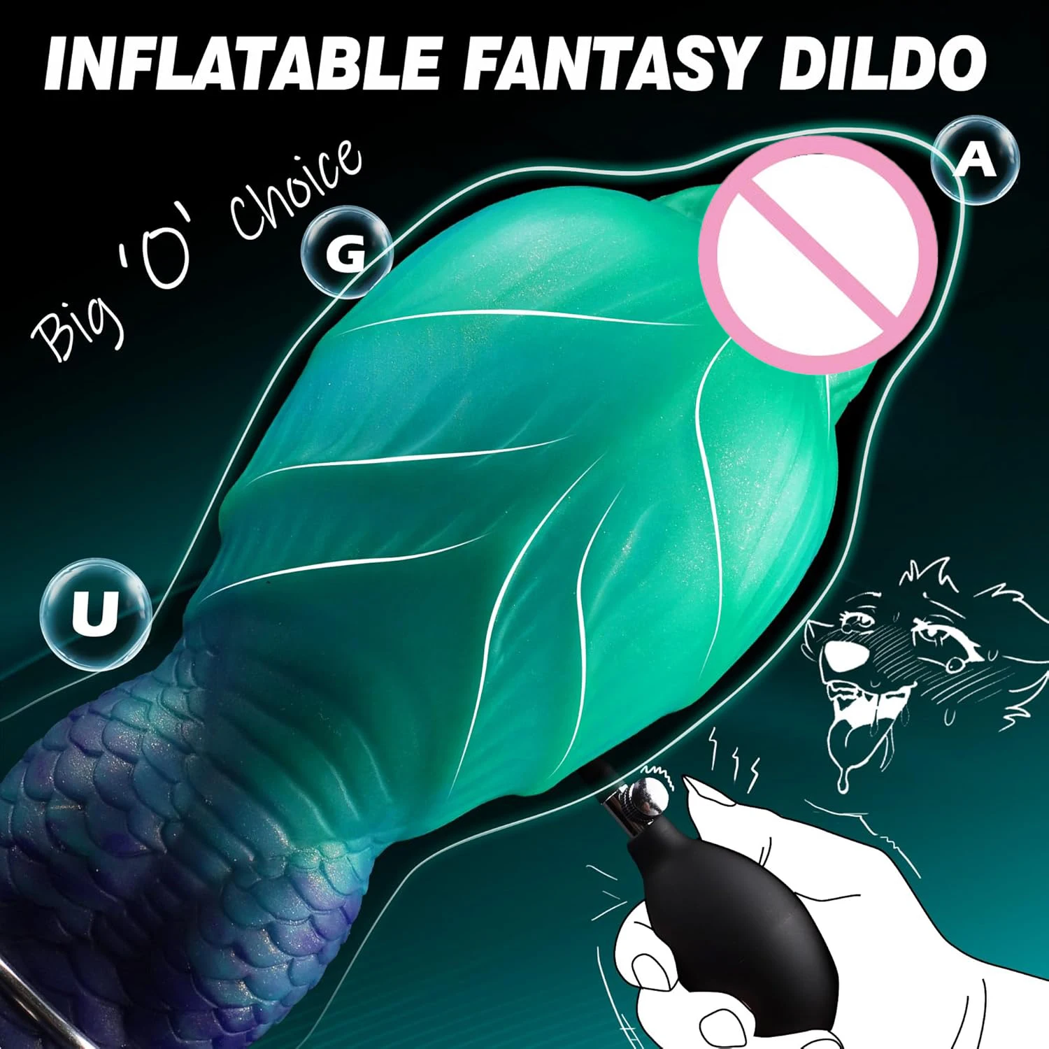 Gode réaliste gonflable silicone fantasy avec ventouse – Plug anal expansible