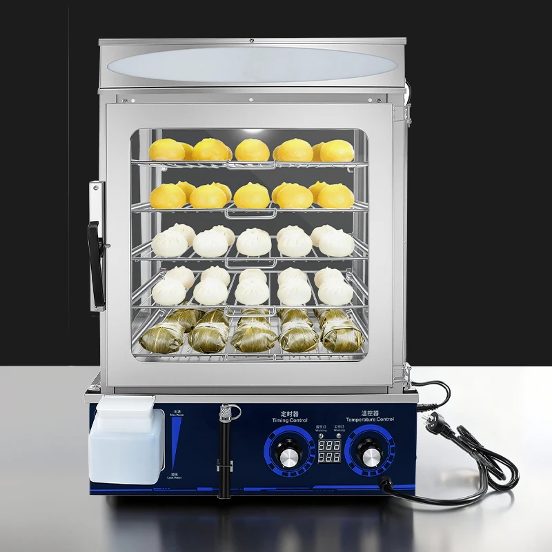Vitrine Vapeur Électrique 5 Couches Inox – Chauffe-Boulettes Professionnel 2200W
