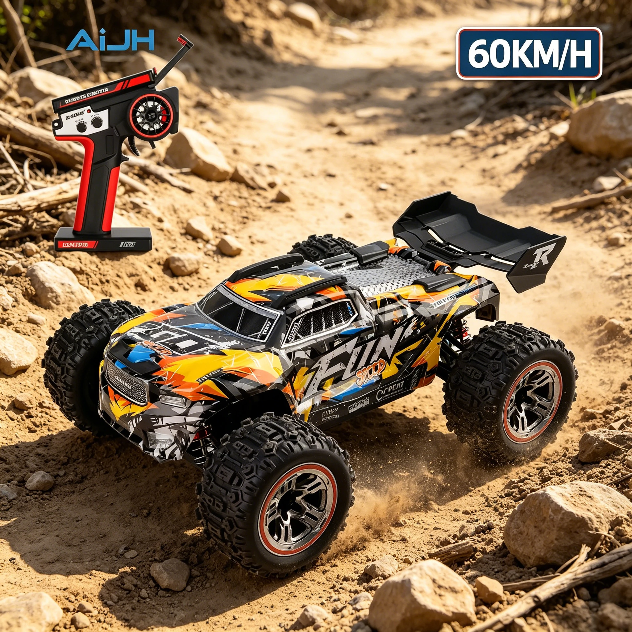 Camion RC AiJH 60 km/h Tout-Terrain Brushless 1:18 – Télécommandé Haute Vitesse Drift