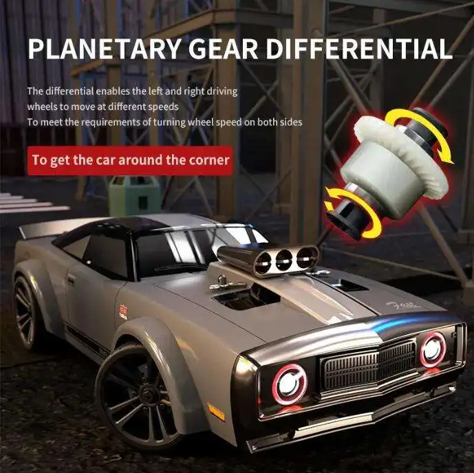 Voiture RC Drift 4x4 Muscle Car 1:16 – 35 KM/H, Lumières LED, Télécommande 80m
