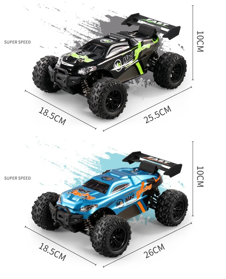 Voiture Radiocommandée Tout-Terrain 1:18 – 4 Canaux 30 km/h, Portée 80m