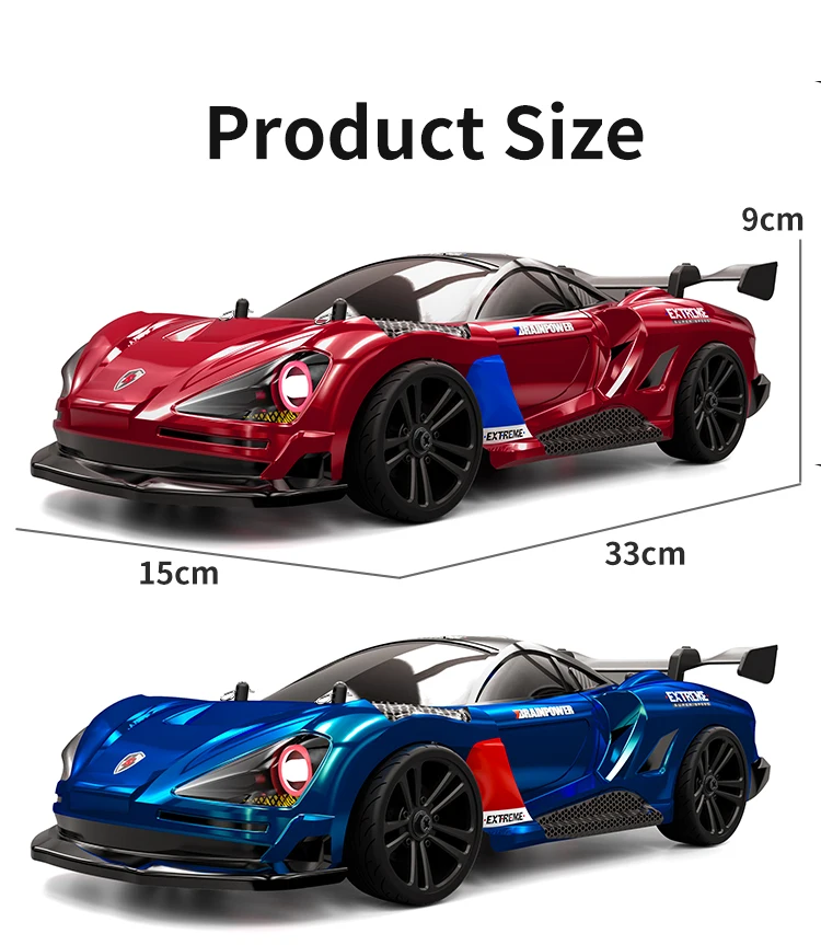 Voiture RC Drift 4WD 35 km/h avec Phares LED – Télécommande 80m Échelle 1:14
