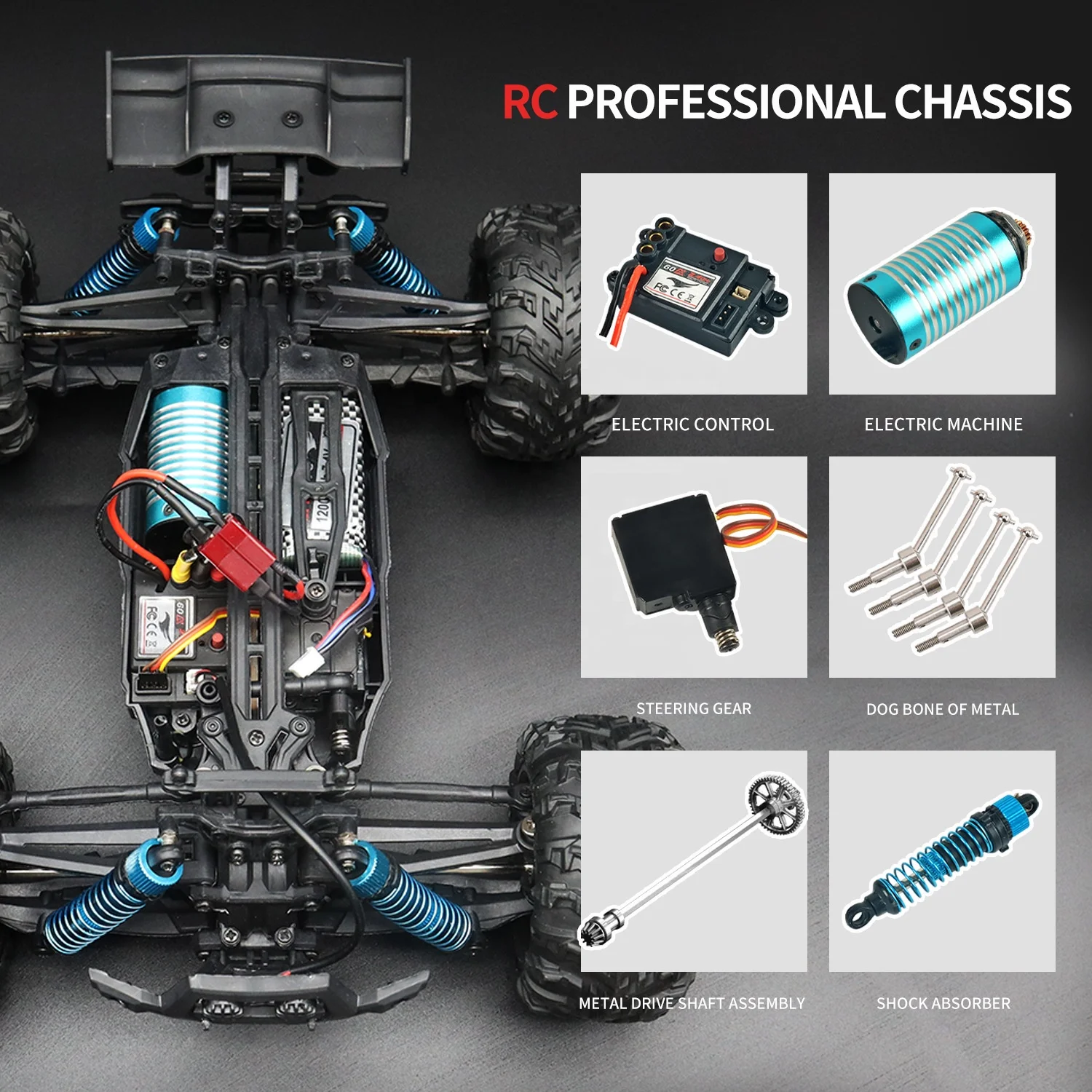 Voiture RC Hors-Route Brushless 1:16 – 35 km/h, Télécommande 2.4G, 6 Canaux