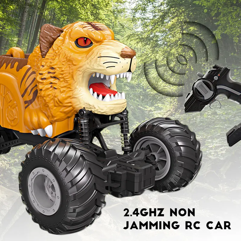 Voiture Tigre Télécommandée 2.4G Tout-Terrain avec Lumières – Escalade, 4 Canaux, Cadeau Enfant