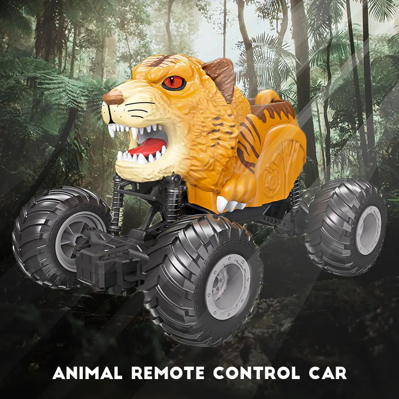 Voiture Tigre Télécommandée 2.4G Tout-Terrain avec Lumières – Escalade, 4 Canaux, Cadeau Enfant