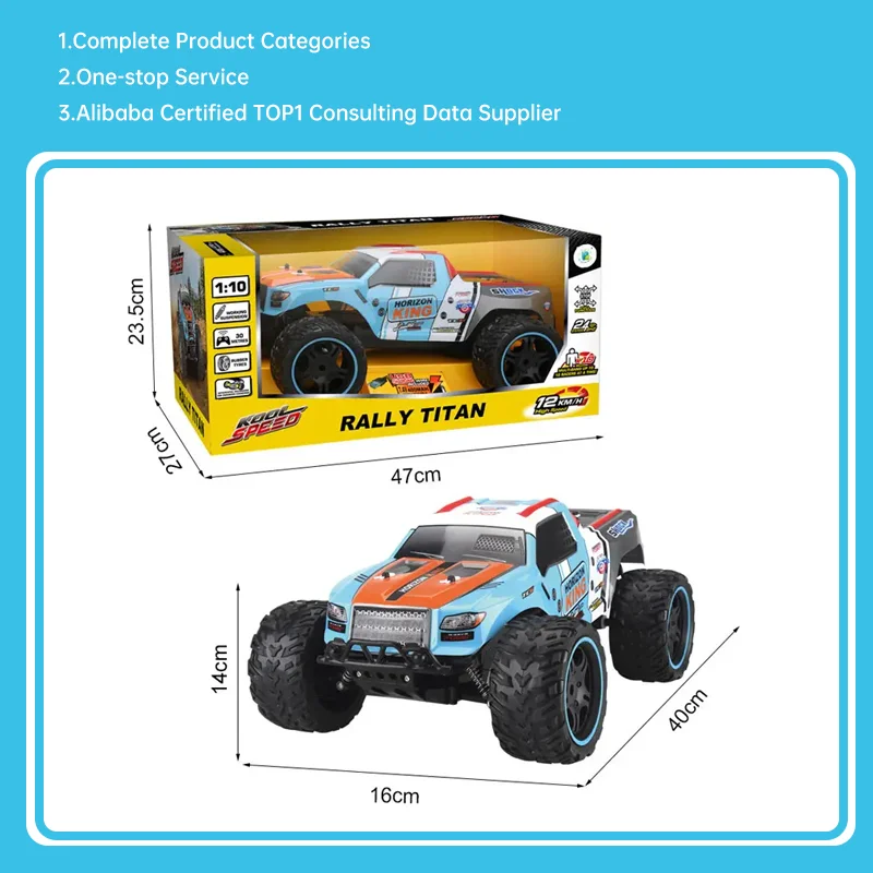 Camion RC Tout-Terrain 2.4G – Pleine Fonction 12 km/h, Télécommande 30m