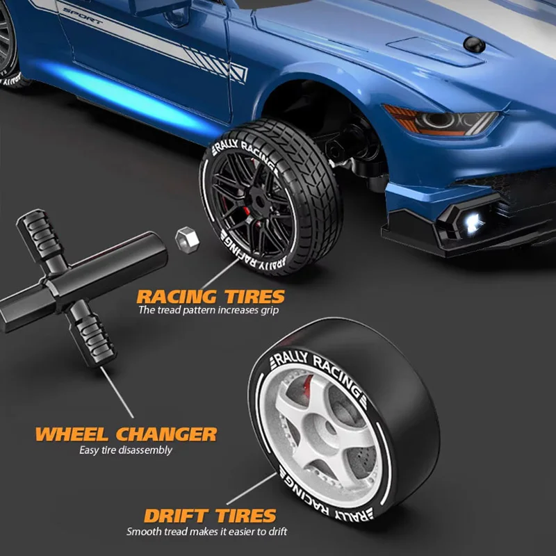 Voiture RC Drift AiJH 1:24 – Lumières LED, 4 Canaux, Prêt à Rouler