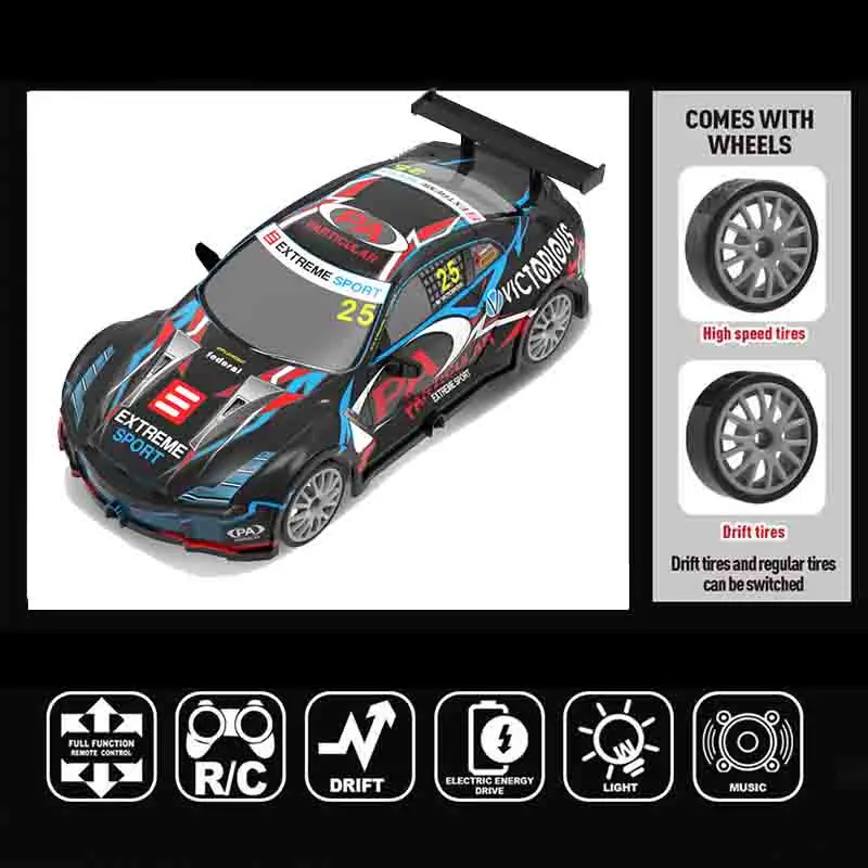 Voiture RC Drift Télécommandée 2.4G – Tout-Terrain avec Lumières | Échelle 1:20