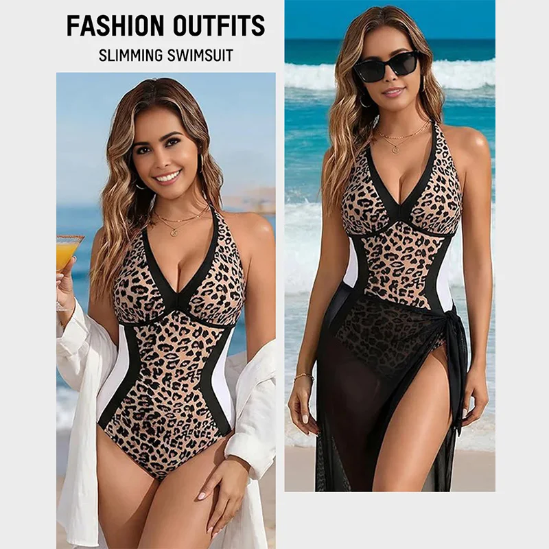 Monokini Color Block Sexy Col V Dos Croisé Effet Ventre Plat – 1 Pièce