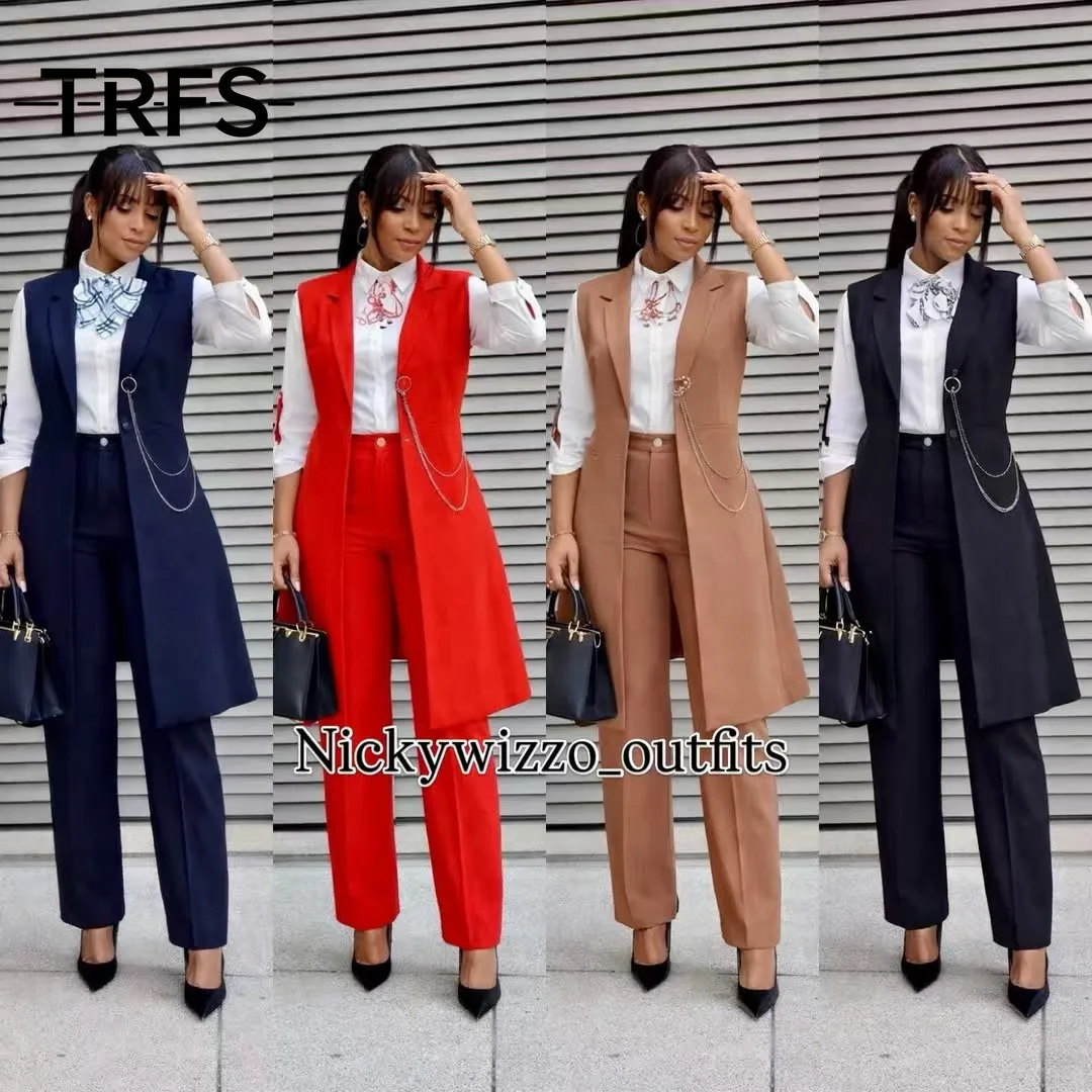 Costume 3 pièces femme velours anti-rides | Chemise blanche + pantalon + veste bicolore