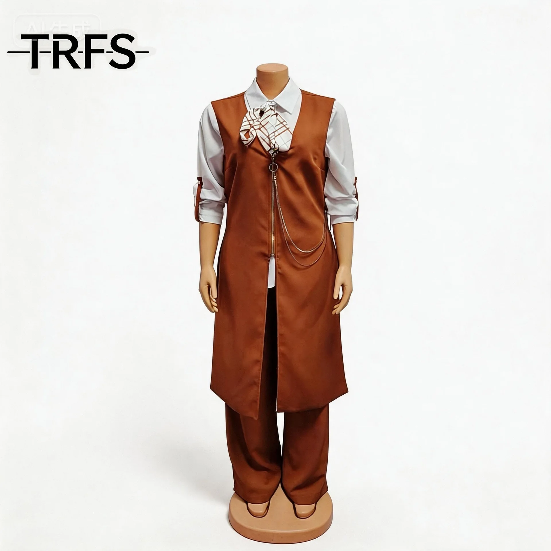 Costume 3 pièces femme velours anti-rides | Chemise blanche + pantalon + veste bicolore