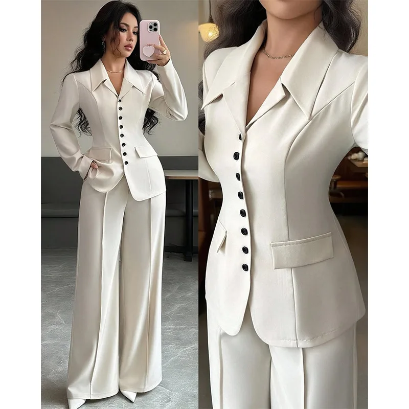 Blazer femme col en V à boutonnage simple – Élégant & respirant