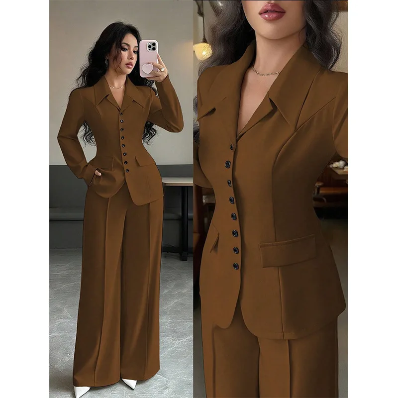 Blazer femme col en V à boutonnage simple – Élégant & respirant