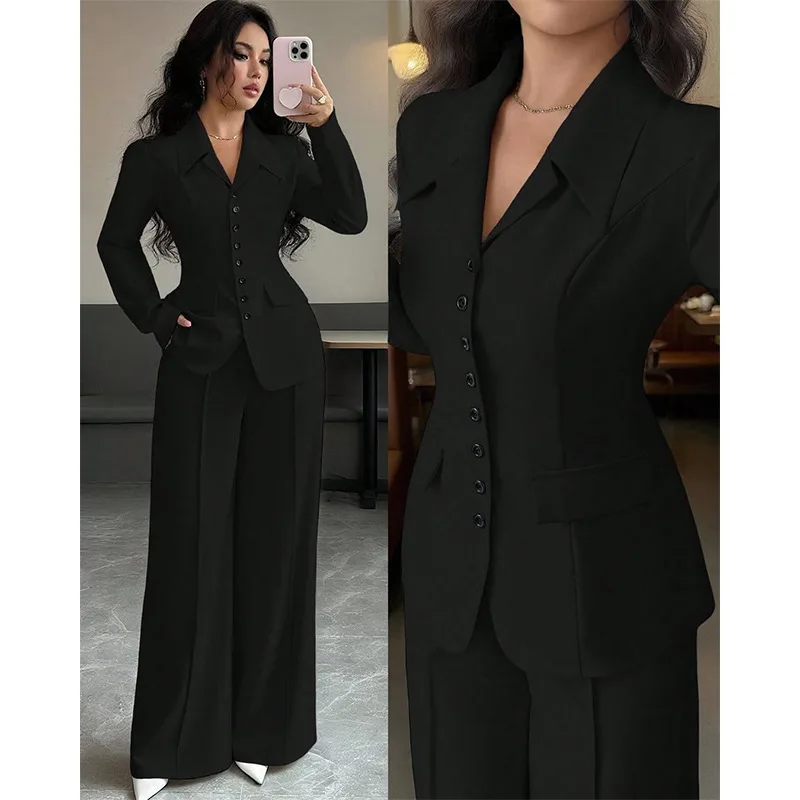 Blazer femme col en V à boutonnage simple – Élégant & respirant