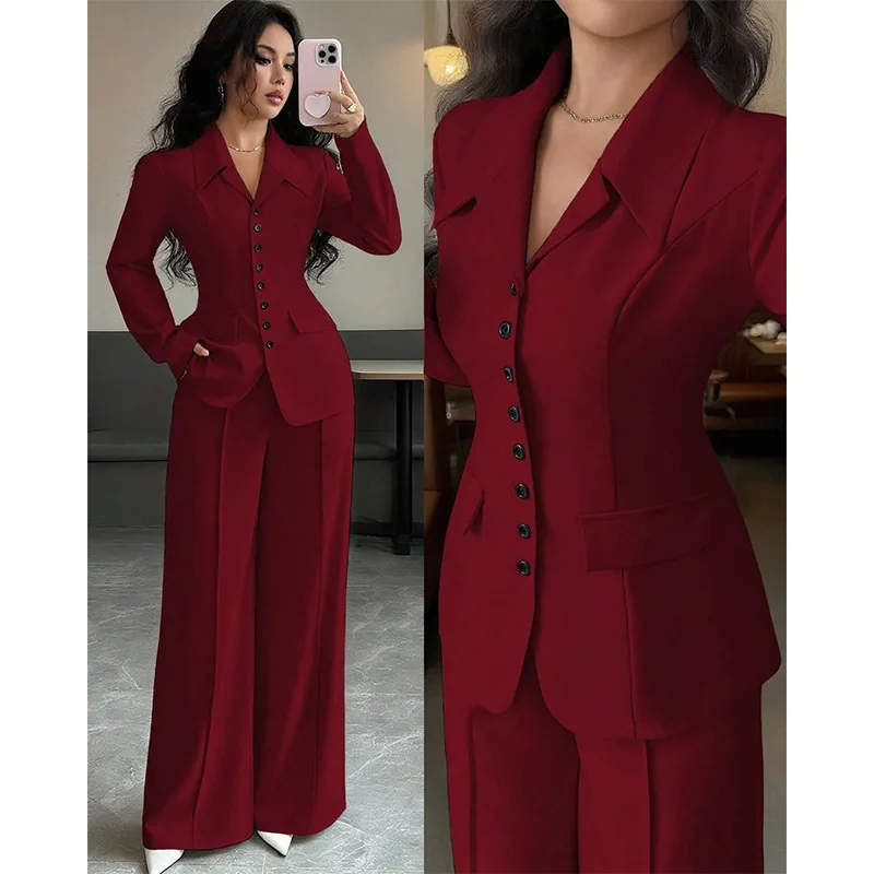 Blazer femme col en V à boutonnage simple – Élégant & respirant