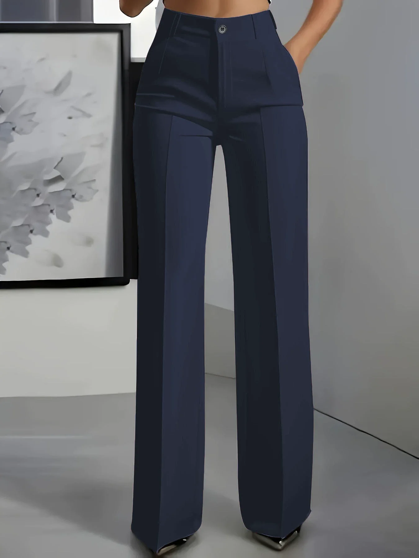 Pantalon costume homme coupe droite taille haute – Style décontracté & élégant