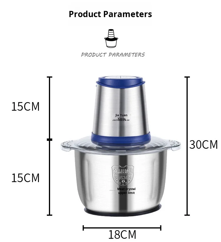 Hachoir à Viande Électrique 500W 5L Multifonction Acier Inoxydable – Grande Capacité