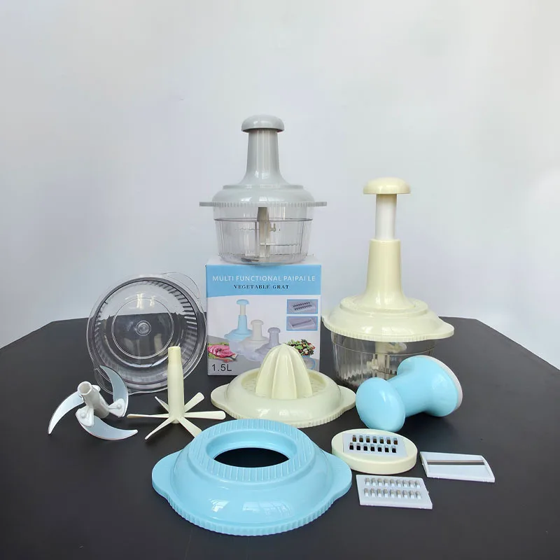 Coupe-légumes multifonctionnel PP/PET 1.5L – Lavable au lave-vaisselle, écologique et durable