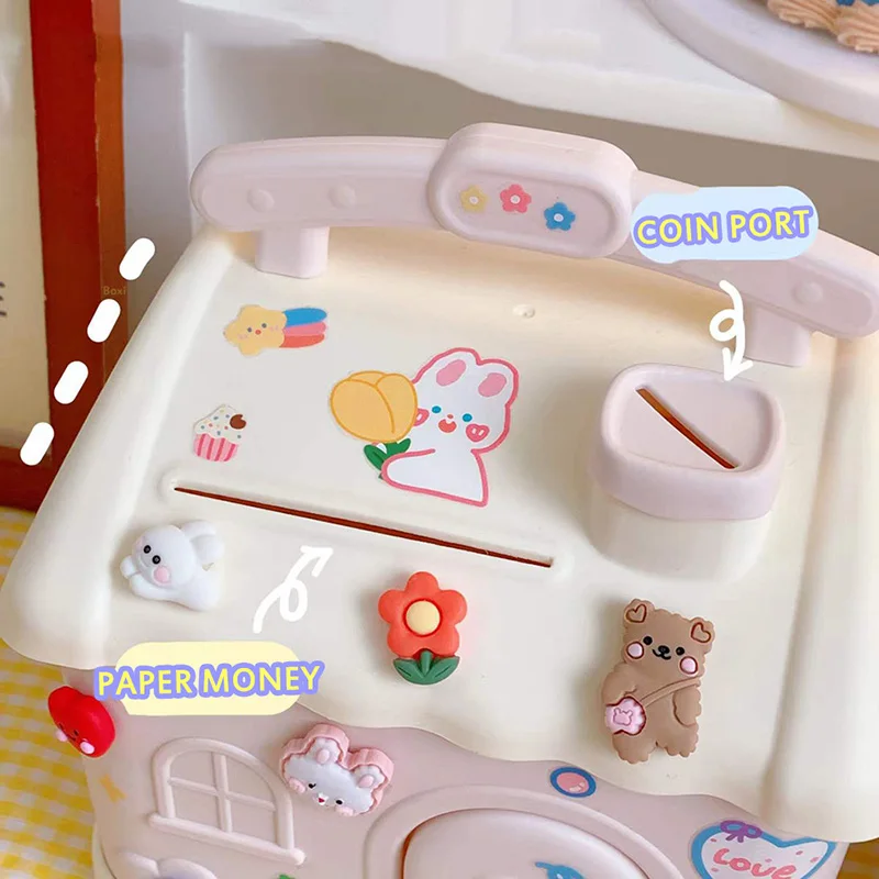 Tirelire Maison Kawaii avec Serrure et Clé – Coffre-fort Mignon pour Enfants et Adultes