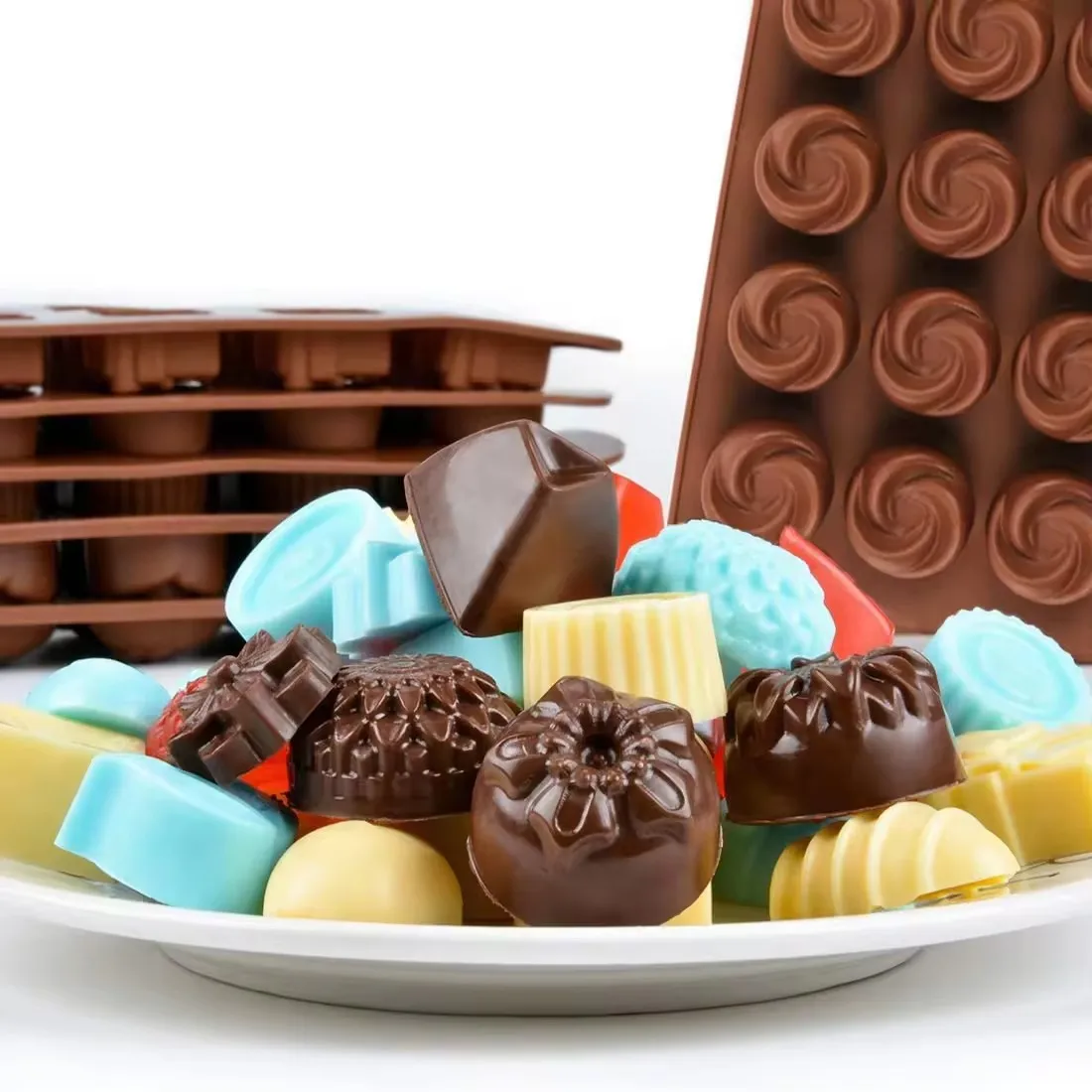 Moule à Chocolat en Silicone Alimentaire – Antiadhésif & Réutilisable | DIY Bonbons & Gâteaux