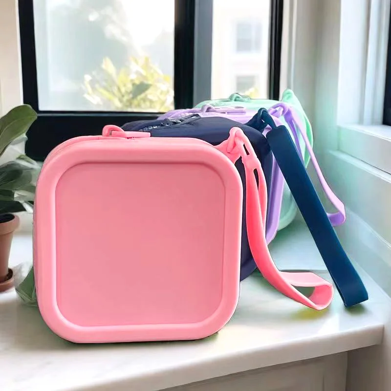 Pochette maquillage silicone imperméable avec couvercle anti-poussière – Mini trousse de voyage