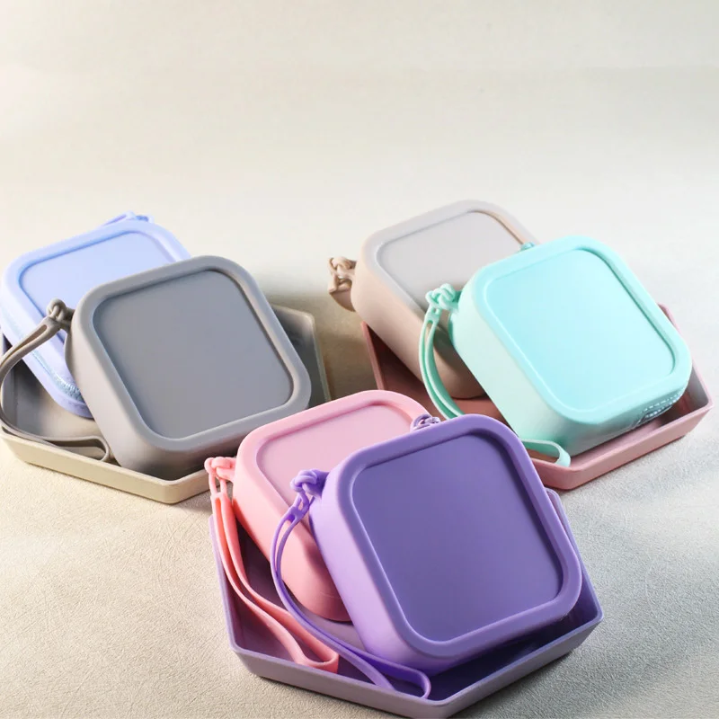 Pochette maquillage silicone imperméable avec couvercle anti-poussière – Mini trousse de voyage
