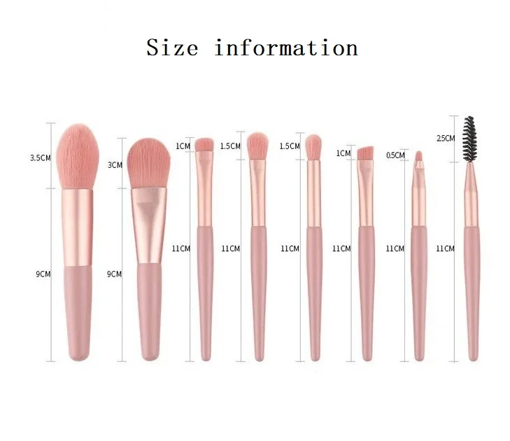 Set 8 Pinceaux Maquillage Professionnels Synthétiques avec Pochette de Voyage