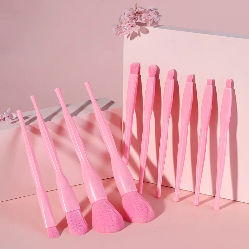 Set 10 Pinceaux Maquillage Couleur Bonbon – Poils Synthétiques Végan