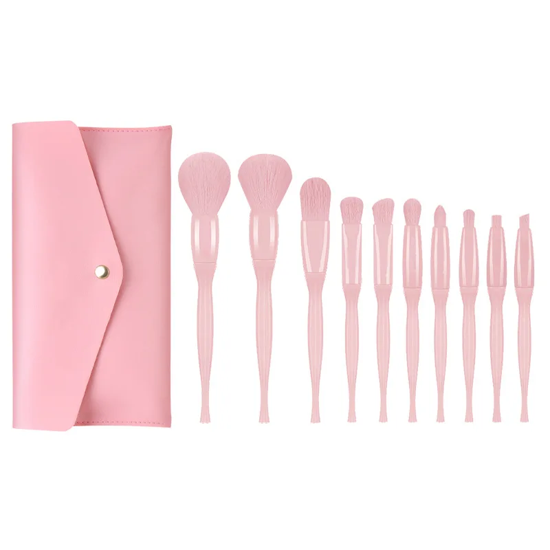 Set 10 Pinceaux Maquillage Couleur Bonbon – Poils Synthétiques Végan