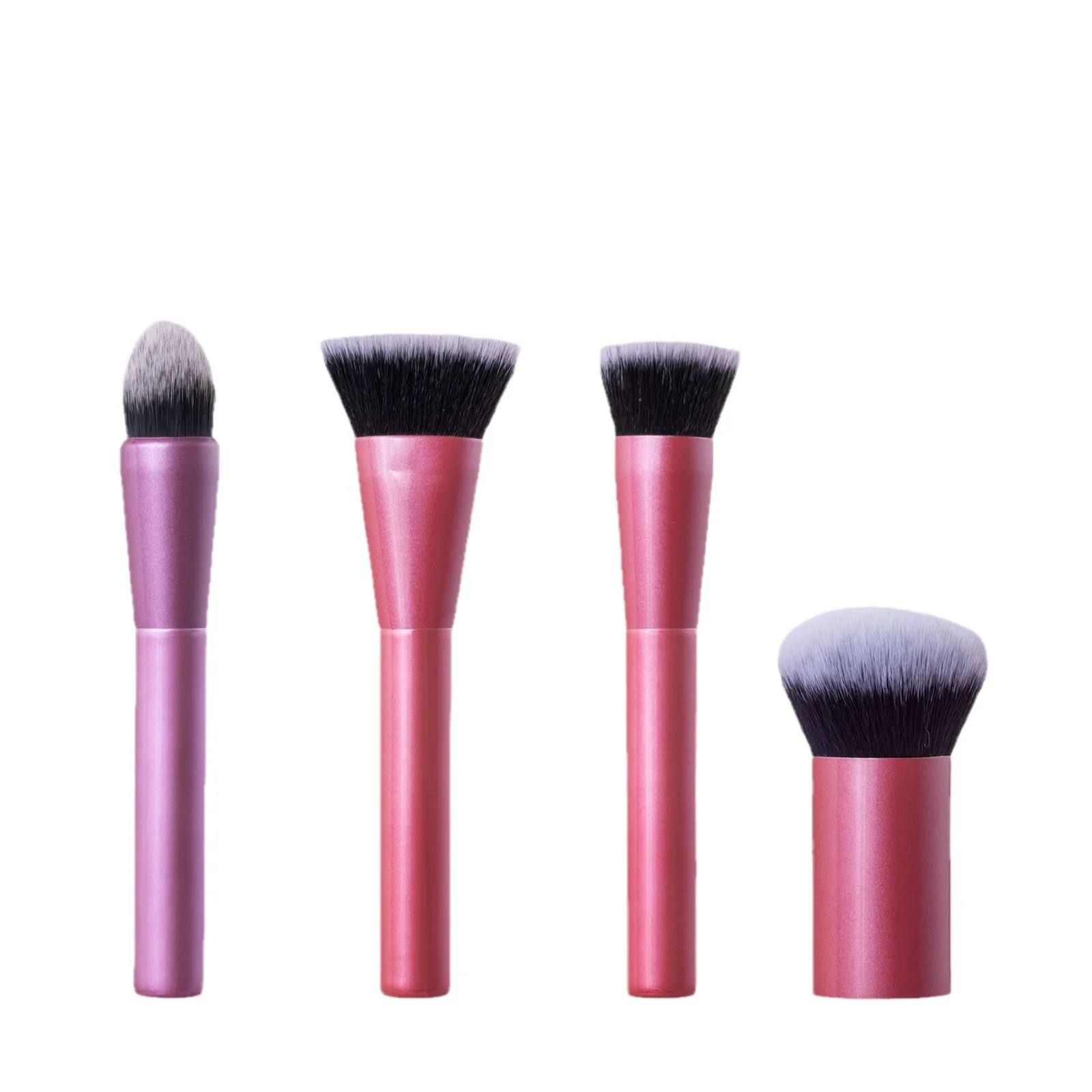 Ensemble 4 Pinceaux de Maquillage Multicolores – Contour, Blush & Poudre